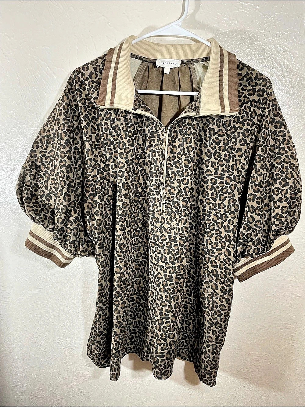 entro Animal Print Blouse in Brown & Black Size XL